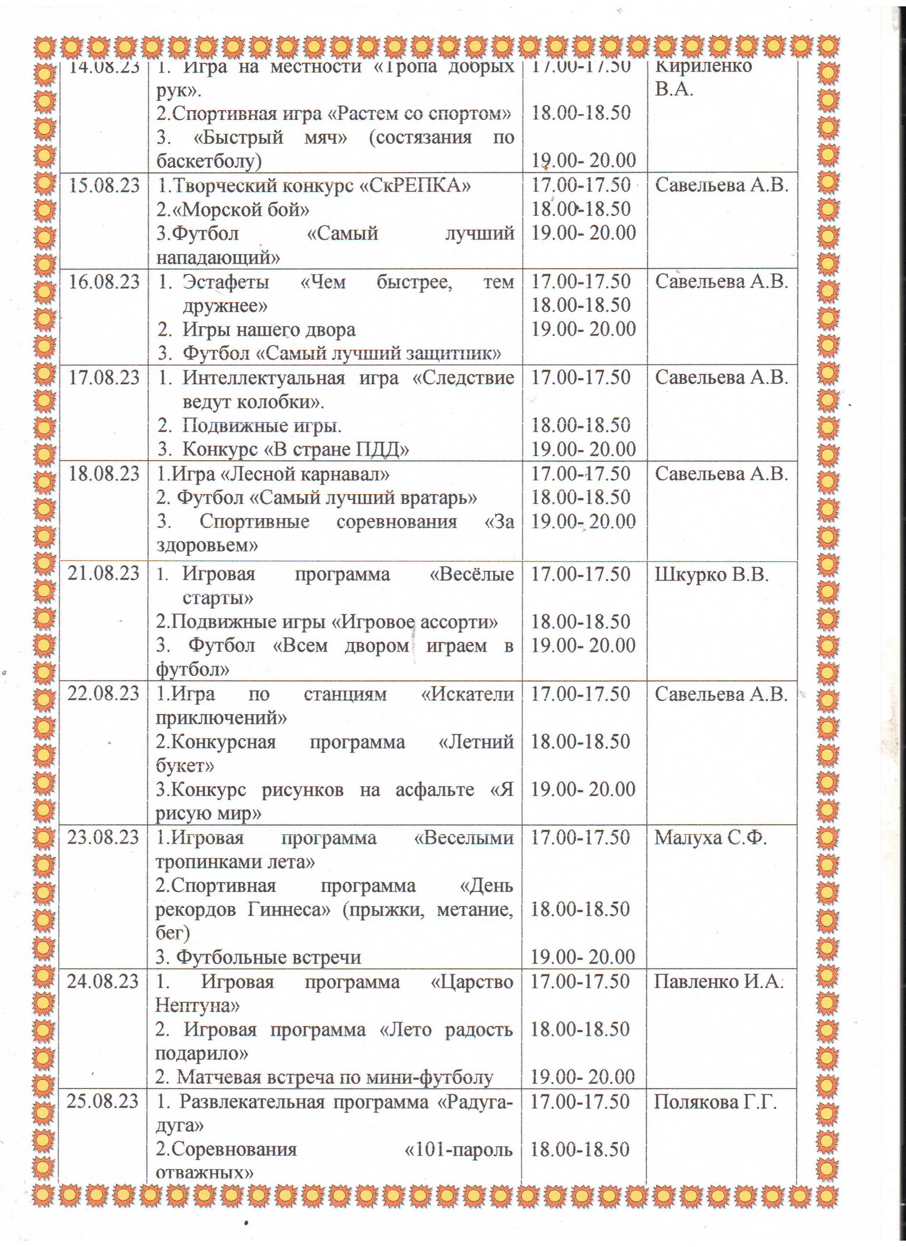 Летние каникулы – Государственное учреждение образования «Средняя школа № 6  г.Жлобина имени М.П.Костева»